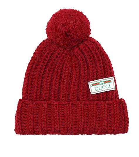 red gucci beanie with pom|women's Gucci hats.